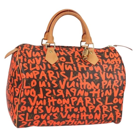 Louis Vuitton Handbags - LOUIS VUITTON Monogram Graffiti Speedy 30 Hand Bag Orange M93705 Auth 131812V